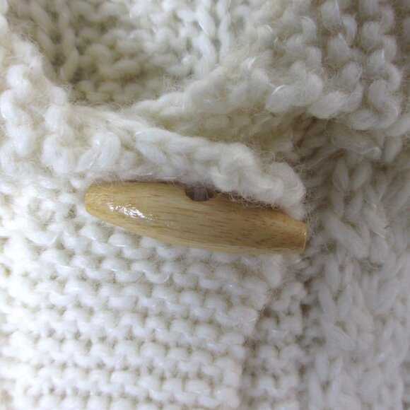 Liz Claiborne Cardigan Sweater Size L Vintage Hand Knit Wood Buttons Cable Knit - Picture 7 of 7